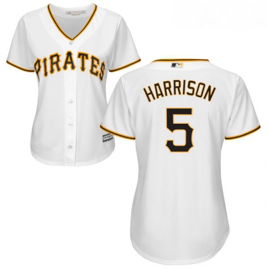 Womens Majestic Pittsburgh Pirates 5 Josh Harrison Authentic White Home Cool Base MLB Jersey