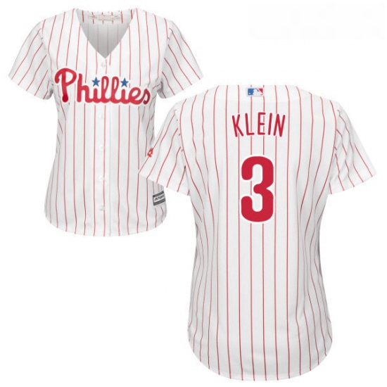 Womens Majestic Philadelphia Phillies 3 Chuck Klein Authentic WhiteRed Strip Home Cool Base MLB Jers