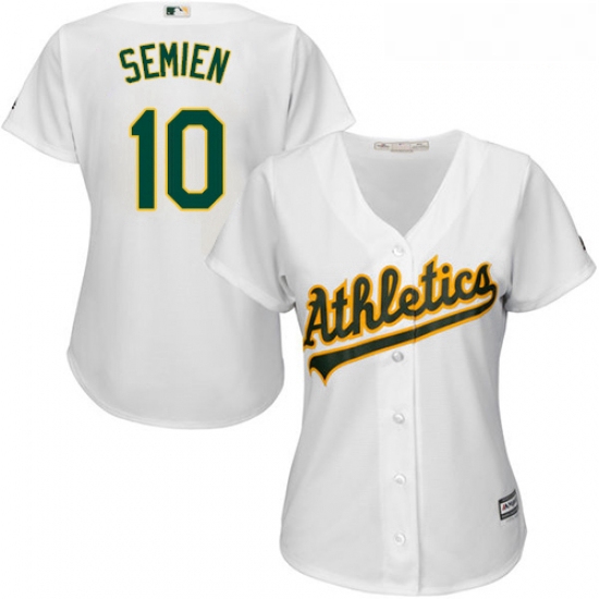 Womens Majestic Oakland Athletics 10 Marcus Semien Authentic White Home Cool Base MLB Jersey