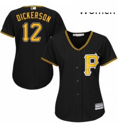 Womens Majestic Pittsburgh Pirates 12 Corey Dickerson Authentic Black Alternate Cool Base MLB Jersey