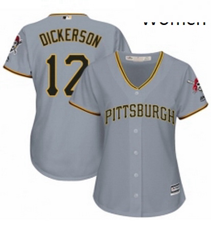 Womens Majestic Pittsburgh Pirates 12 Corey Dickerson Authentic Grey Road Cool Base MLB Jersey