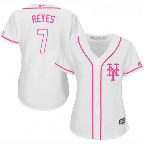 Womens Majestic New York Mets 7 Jose Reyes Replica White Fashion Cool Base MLB Jersey