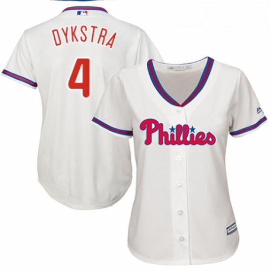 Womens Majestic Philadelphia Phillies 4 Lenny Dykstra Authentic Cream Alternate Cool Base MLB Jersey