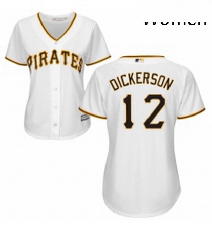 Womens Majestic Pittsburgh Pirates 12 Corey Dickerson Authentic White Home Cool Base MLB Jersey