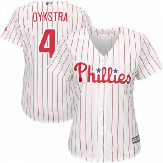 Womens Majestic Philadelphia Phillies 4 Lenny Dykstra Authentic WhiteRed Strip Home Cool Base MLB Je