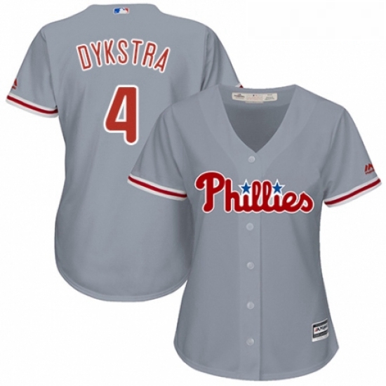 Womens Majestic Philadelphia Phillies 4 Lenny Dykstra Replica Grey Road Cool Base MLB Jersey