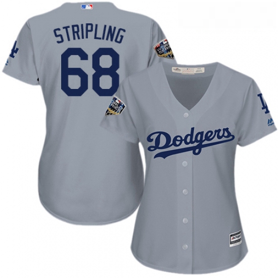 Womens Majestic Los Angeles Dodgers 68 Ross Stripling Authentic Grey Road Cool Base 2018 World Serie