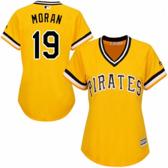 Womens Majestic Pittsburgh Pirates 19 Colin Moran Replica Gold Alternate Cool Base MLB Jersey