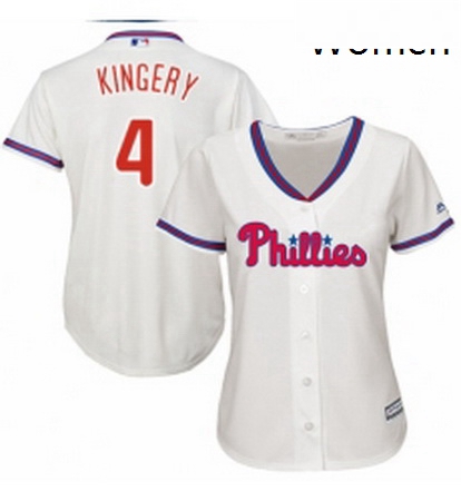 Womens Majestic Philadelphia Phillies 4 Scott Kingery Replica Cream Alternate Cool Base MLB Jersey