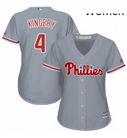 Womens Majestic Philadelphia Phillies 4 Scott Kingery Replica Grey Road Cool Base MLB Jersey