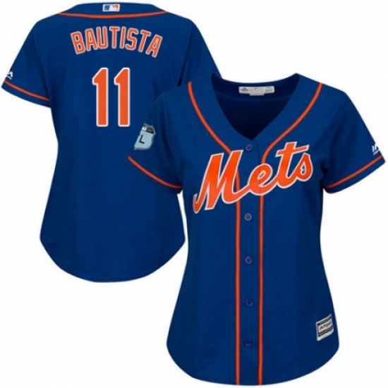 Womens Majestic New York Mets 11 Jose Bautista Authentic Royal Blue Alternate Home Cool Base MLB Jer