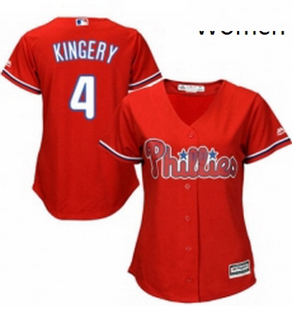 Womens Majestic Philadelphia Phillies 4 Scott Kingery Replica Red Alternate Cool Base MLB Jersey