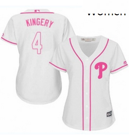 Womens Majestic Philadelphia Phillies 4 Scott Kingery Replica White Fashion Cool Base MLB Jersey