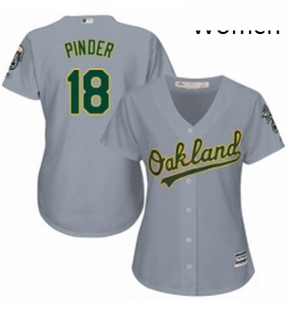 Womens Majestic Oakland Athletics 18 Chad Pinder Authentic Grey Road Cool Base MLB Jersey