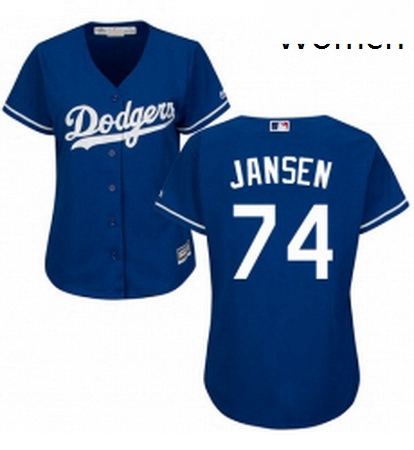 Womens Majestic Los Angeles Dodgers 74 Kenley Jansen Authentic Royal Blue Alternate Cool Base MLB Je