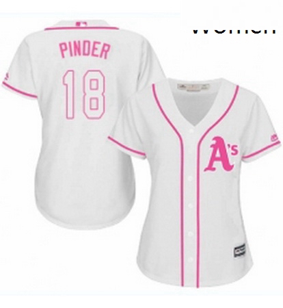 Womens Majestic Oakland Athletics 18 Chad Pinder Authentic White Fashion Cool Base MLB Jersey