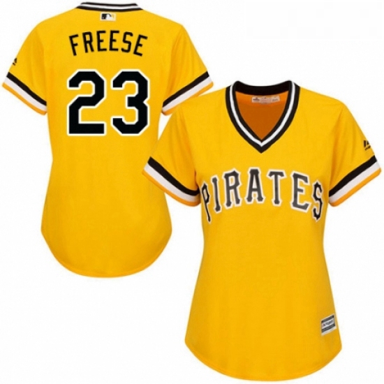 Womens Majestic Pittsburgh Pirates 23 David Freese Replica Gold Alternate Cool Base MLB Jersey