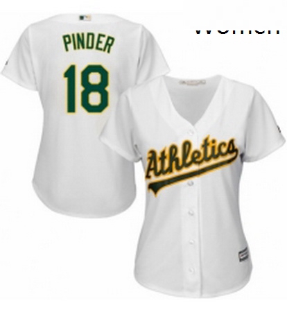 Womens Majestic Oakland Athletics 18 Chad Pinder Authentic White Home Cool Base MLB Jersey