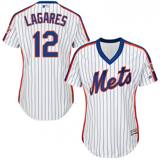 Womens Majestic New York Mets 12 Juan Lagares Authentic White Al