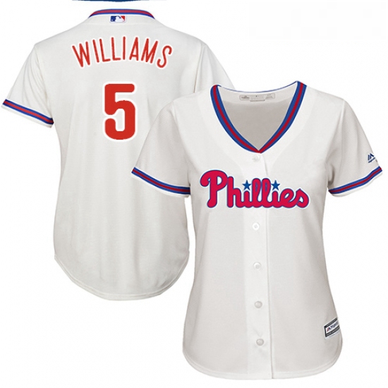 Womens Majestic Philadelphia Phillies 5 Nick Williams Replica Cream Alternate Cool Base MLB Jersey