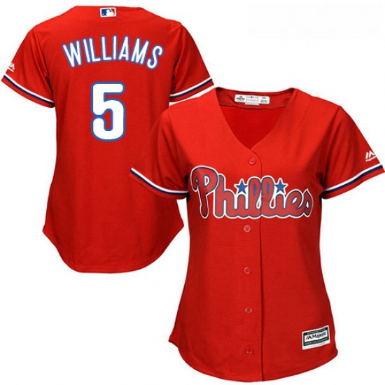 Womens Majestic Philadelphia Phillies 5 Nick Williams Replica Red Alternate Cool Base MLB Jersey