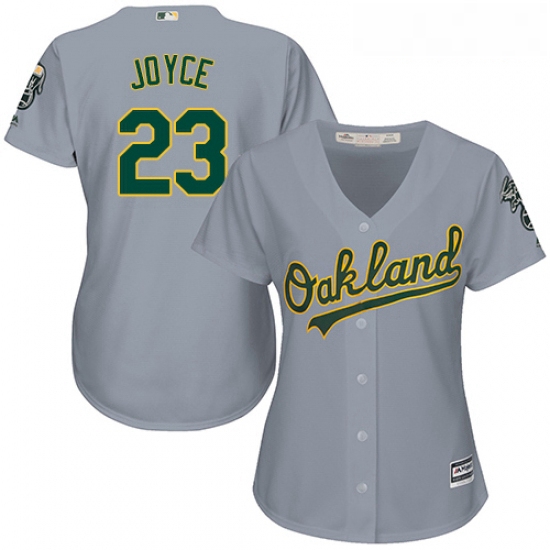 Womens Majestic Oakland Athletics 23 Matt Joyce Authentic Grey Road Cool Base MLB Jersey