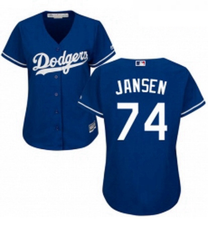 Womens Majestic Los Angeles Dodgers 74 Kenley Jansen Replica Royal Blue Alternate Cool Base MLB Jers