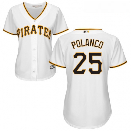 Womens Majestic Pittsburgh Pirates 25 Gregory Polanco Authentic White Home Cool Base MLB Jersey