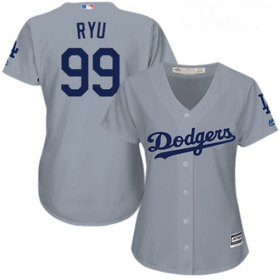 Womens Majestic Los Angeles Dodgers 99 Hyun Jin Ryu Authentic Gr
