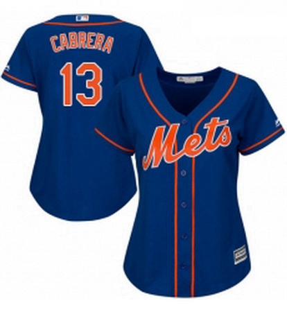 Womens Majestic New York Mets 13 Asdrubal Cabrera Authentic Royal Blue Alternate Home Cool Base MLB 