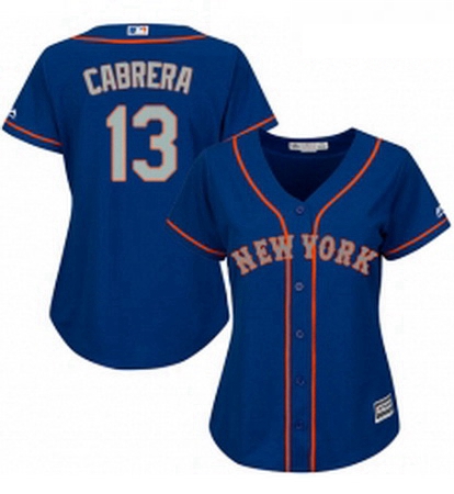 Womens Majestic New York Mets 13 Asdrubal Cabrera Authentic Royal Blue Alternate Road Cool Base MLB 