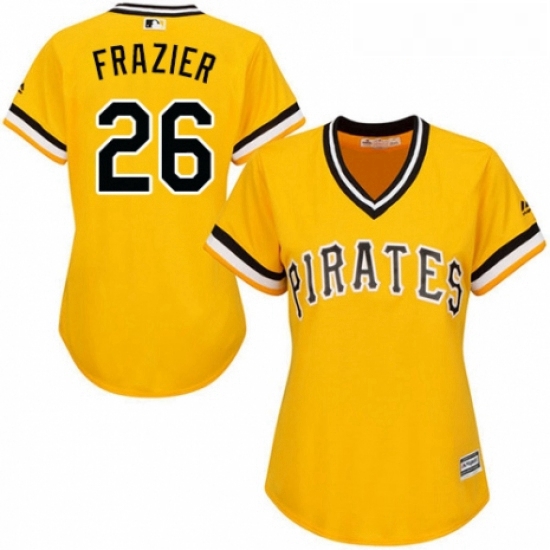 Womens Majestic Pittsburgh Pirates 26 Adam Frazier Authentic Gold Alternate Cool Base MLB Jersey