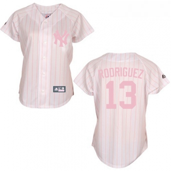 Womens Majestic New York Yankees 13 Alex Rodriguez Replica White