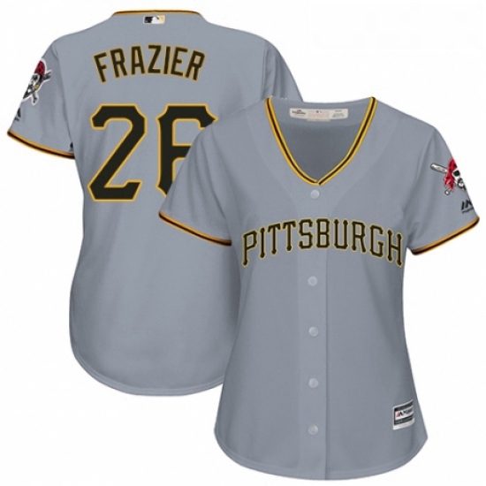 Womens Majestic Pittsburgh Pirates 26 Adam Frazier Replica Grey Road Cool Base MLB Jersey