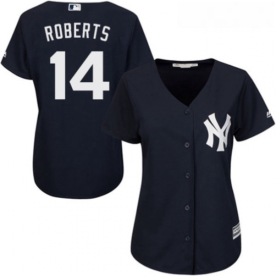 Womens Majestic New York Yankees 14 Brian Roberts Authentic Navy