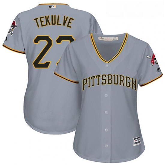 Womens Majestic Pittsburgh Pirates 27 Kent Tekulve Authentic Grey Road Cool Base MLB Jersey