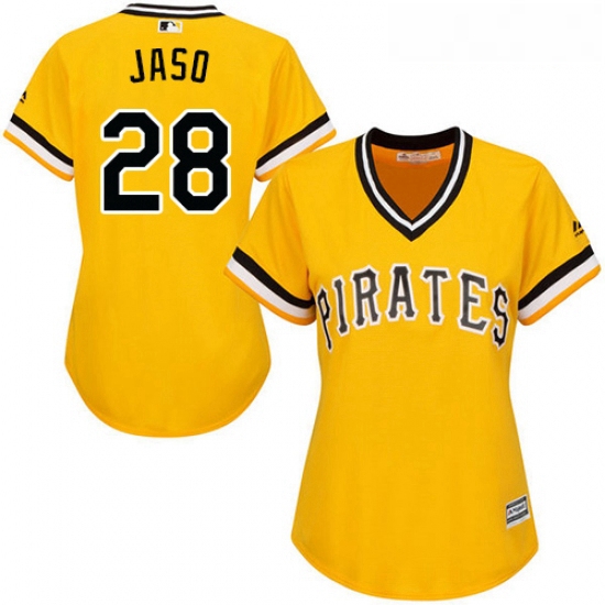 Womens Majestic Pittsburgh Pirates 28 John Jaso Replica Gold Alt