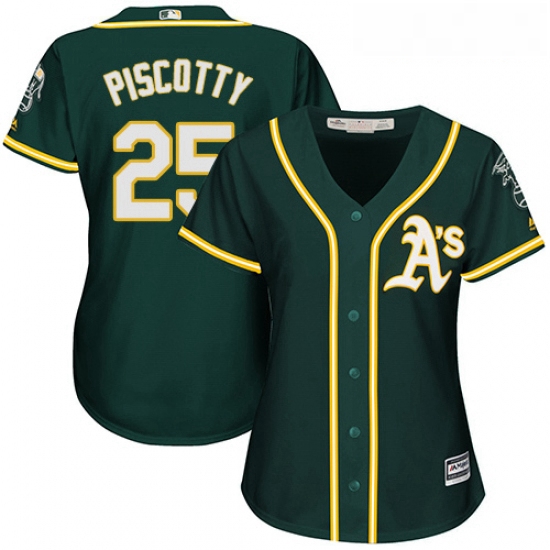 Womens Majestic Oakland Athletics 25 Stephen Piscotty Authentic Green Alternate 1 Cool Base MLB Jers