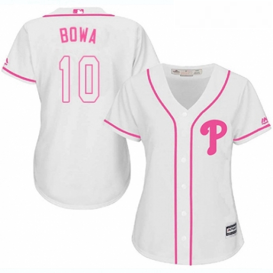 Womens Majestic Philadelphia Phillies 10 Larry Bowa Authentic White Fashion Cool Base MLB Jersey