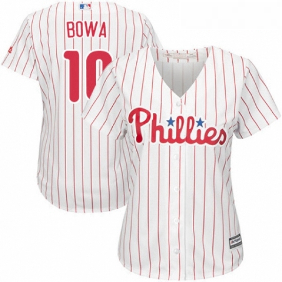 Womens Majestic Philadelphia Phillies 10 Larry Bowa Authentic WhiteRed Strip Home Cool Base MLB Jers