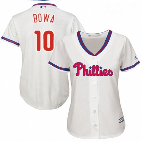 Womens Majestic Philadelphia Phillies 10 Larry Bowa Replica Cream Alternate Cool Base MLB Jersey