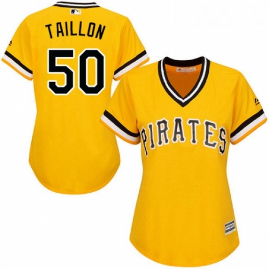 Womens Majestic Pittsburgh Pirates 50 Jameson Taillon Replica Gold Alternate Cool Base MLB Jersey