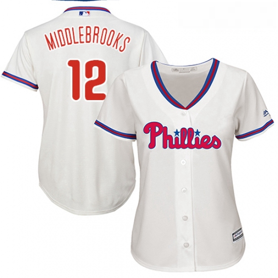 Womens Majestic Philadelphia Phillies 12 Will Middlebrooks Authentic Cream Alternate Cool Base MLB J