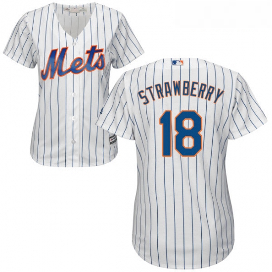 Womens Majestic New York Mets 18 Darryl Strawberry Authentic White Home Cool Base MLB Jersey