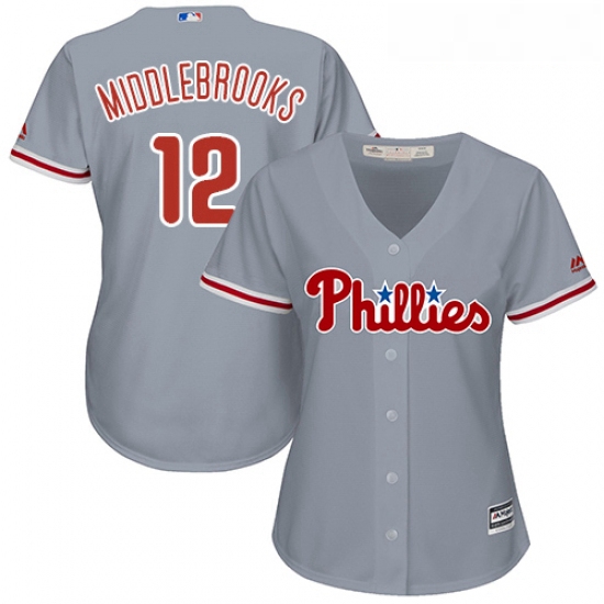 Womens Majestic Philadelphia Phillies 12 Will Middlebrooks Replica Grey Road Cool Base MLB Jersey