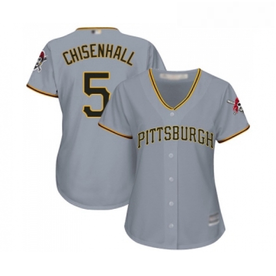 Womens Pittsburgh Pirates 5 Lonnie Chisenhall Replica Grey Road Cool Base Baseball Jersey