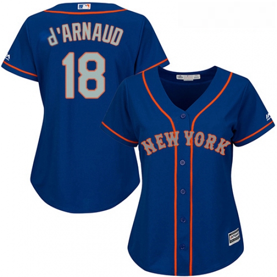 Womens Majestic New York Mets 18 Travis dArnaud Authentic Royal Blue Alternate Road Cool Base MLB Je