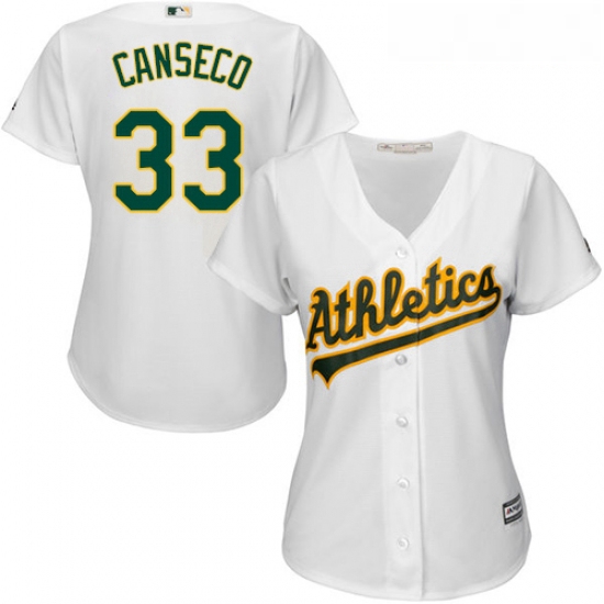 Womens Majestic Oakland Athletics 33 Jose Canseco Replica White Home Cool Base MLB Jersey