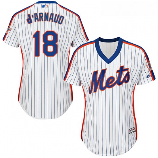 Womens Majestic New York Mets 18 Travis dArnaud Authentic White Alternate Cool Base MLB Jersey