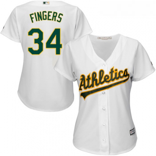 Womens Majestic Oakland Athletics 34 Rollie Fingers Authentic White Home Cool Base MLB Jersey